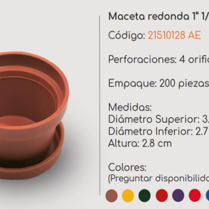 Maceta Redonda 1” 1/2 C/ Plato